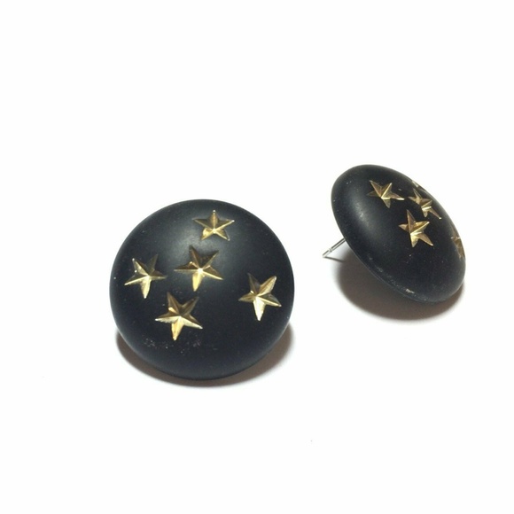 Vintage Lucite Retro Button Stars Stud Earrings - Picture 3 of 5